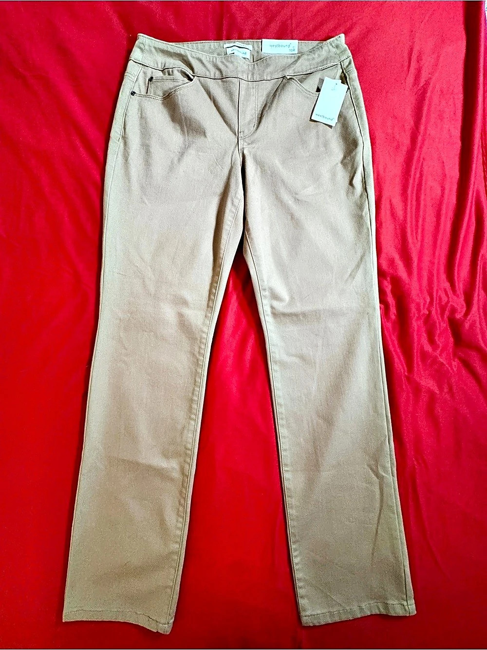 Westbound The Park Avenue Fit Mid-Rise Straight Leg Pants Brown 10R